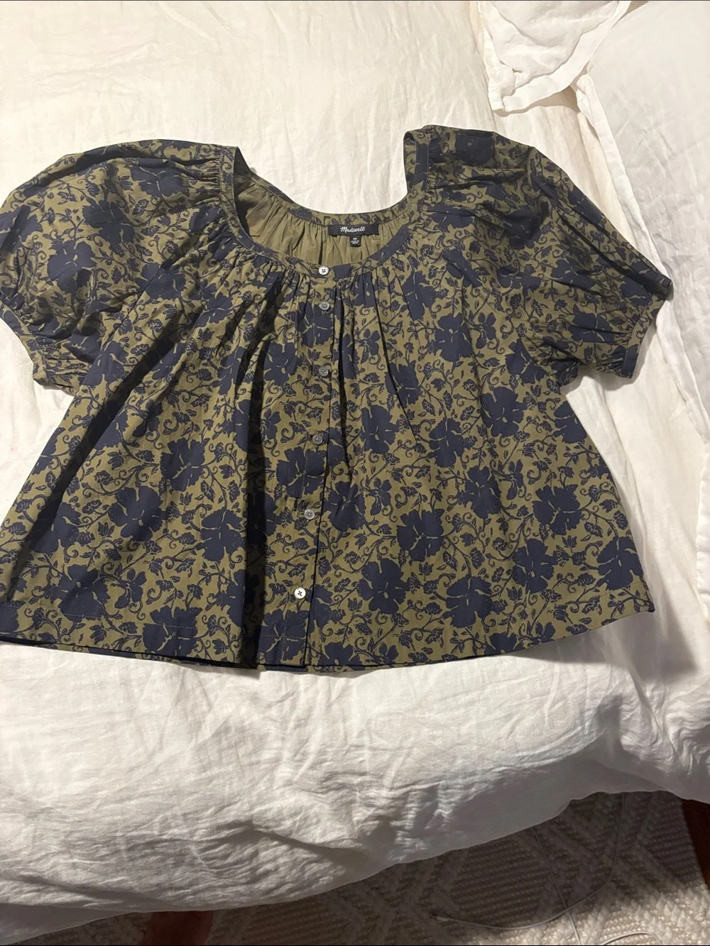 Madewell Puff-Sleeve A-Line Top XS NWOT